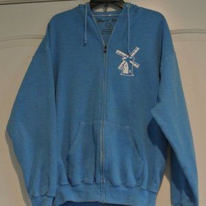 Blue & Cream Hamptons Zip-up Hoodie Sweatshirt XL